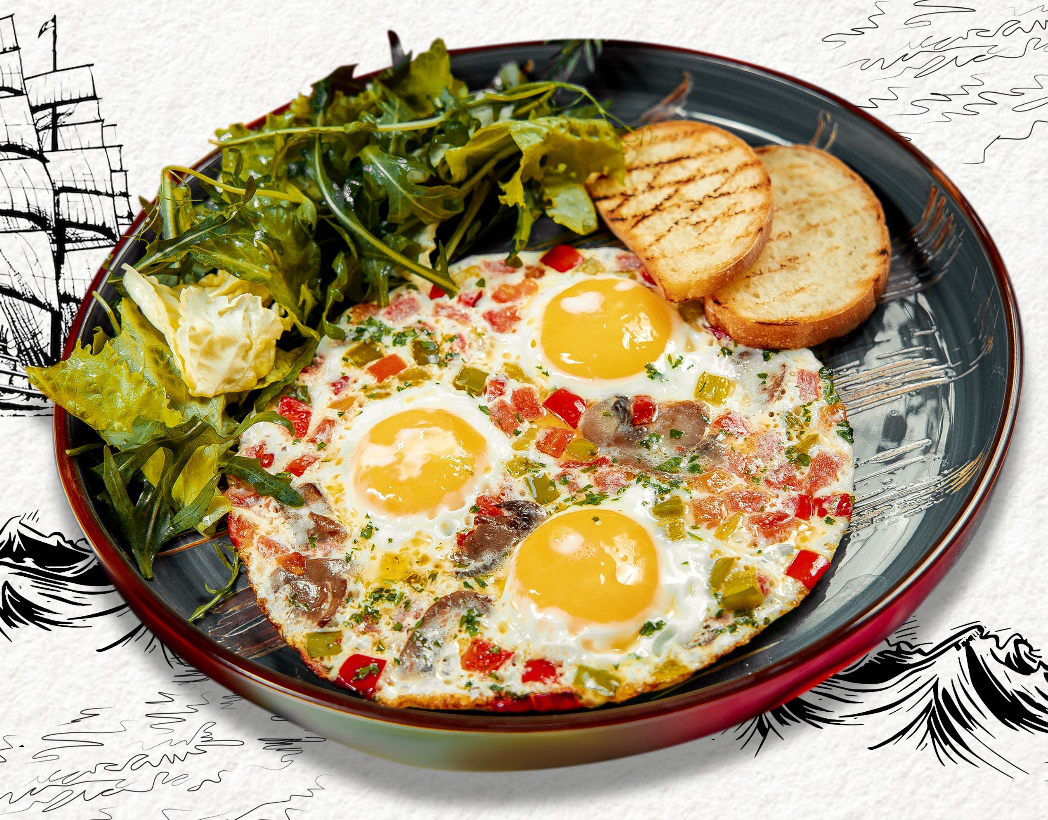 Глазунья с овощами